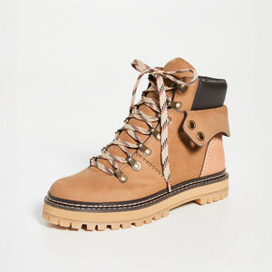 New See by Chloe Women's Eileen Hiking Boots Natural Brown Tan $495 - Size EU 39